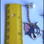 Tom and Jerry Cat Dangle Earrings Gold Photo 4