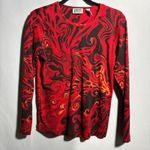 VTG Y2K AOP Fire Swirl Long Sleeve Top Womens S Grunge 90s Punk Goth 90s 00s Red Photo 0