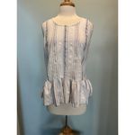 Beach Lunch Lounge Cotton blue striped sleeveless tank top size Large Photo 4