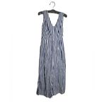 J.Crew NWT  Dark Matter Sleeveless Striped Poplin Jumpsuit 4 Wide Leg Blue Photo 3