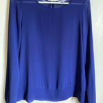 Naked Zebra 🌞 Sheer Royal Blue Full Zipper Back Long Sleeve Blouse. Photo 0