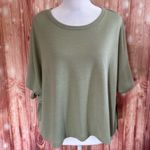 Zobha  Sage Green Oversized Cropped Crewneck T Shirt Photo 1