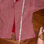 Talbots NWT  Women's Career Red White Polka Dot Wool Blend Tweed Blouse Top Sz 8p Photo 2