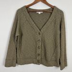 Vince Camuto Two By Cardigan Sweater Women Large Green Buttons V-Neck Knit Crop Photo 0