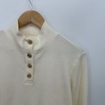 Lands' End Women Cream Thermal Knit Henley Shirt Size XS Casual Cozy Fall Winter Photo 3