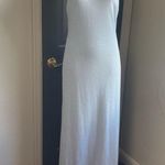 Vintage Nadine Silvery Blue Halter Maxi Dress Size 11 Y2K Shimmer Gown Open Back Photo 0