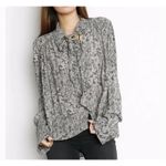 Free People  Shirt Womens Small Gray Snake Skin Print‎ Kennedy Blouse Edgy Grunge Photo 7