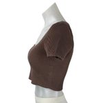 Aritzia Babaton Women's Brown Short Sleeve Ribbed Knit Sculpt Crop Top Size M Photo 1