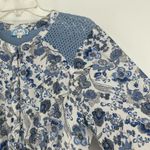 J Gee Boho Floral Dress Gauzy Crochet Long Sleeve Blue White Size S Photo 2