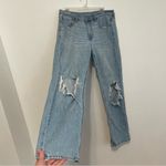 American Eagle  '90s Straight Jean Light Wash Ripped Rips High Waisted High Rise Photo 8