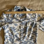 Rönner Horse Print Blouse Sz 8 Equestrian Button Down Shirt Horse Lover Barn Blue Photo 5