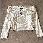 EXPRESS NWT Ivory Satin Draped
Shoulder Top Size XL Retail $79.00 Photo 3
