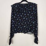 We Wore What Black Floral Cropped Blouse NWT Size Large Boho Floral Blouse Photo 5