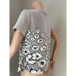 Maeve  Anthropologie Floral Embroidered Blouse Shirt White Black Knitted Trim #29 Photo 7