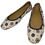 The Original Car Shoe Women’s Size 38 7 Cream Navy Blue Canvas Driving Shoes Photo 1