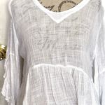 C.M.C Womens Blouse Top Sz Small Bohemian Ruffle Flare Slit Sleeves High Low Photo 9