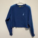 Aviator Nation  Blue Bolt Embroidery Classic Cropped Crew Sweatshirt Size Medium Photo 1