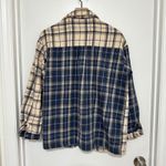 Princess Polly | Oversized Plaid Tan Navy Blue Button Up Shirt Jacket Shacket, 4 Photo 3