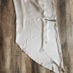 Michelle Mason  Silk One Shoulder Dress Size 10 Gray NWT Midi Draped Photo 9