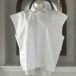 ZARA  White Denim Button Up Sleeveless Shirt, Size L New w/Tag Photo 8