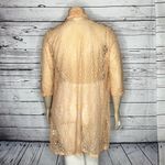 Shannon Ford New York Size 1X Peachy Pink Lace Open Front Cardigan Jacket Photo 3