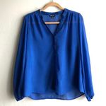 Lily White Blue  button up sheer blouse Photo 0