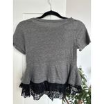 Free People  Gray and Black Lace Short Sleeve Peplum T-shirt, Size XS, EUC Photo 1