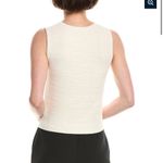 Jason Wu  Cream Textured Crew Neck Tank Top Shell Ribbed Trim Stretchy Size M Photo 1