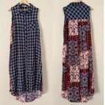 Oddi Women's Dress Plaid Patchwork Sleeveless Dress Button Shirtdress Large Oddy Photo 1