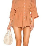 l*space L  Pacifica Button Down Collared Tunic Mini Tan Medium/Large‎ M/L Photo 0