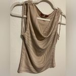 Level 10 Shimmery Nude Gold Glitter Sleeveless Tank Top Women’s S Tan Photo 2