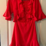 A'Gaci Red Tie Dress With Slit Photo 0