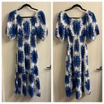 Cara Cara Mimi Cotton Midi Dress Blue Starburst XS White Photo 1