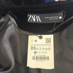 ZARA Size XS Womens Black Velvet Blazer Ruffle Neck Gold Buttons NWT Photo 4