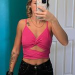 SheIn Hot Pink Twist Cut-out Crop tank top Photo 2