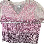 Just My Size Blouse Women 3XL Magenta Pink Ombre Abstract Button Down Top Resort Photo 3