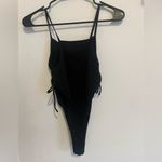 Suzette Black “” body suit with ribbed detail on each side with tie Photo 2
