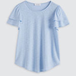 Kaileigh  Sky Blue Ruffle Sleeve Tee Photo 0