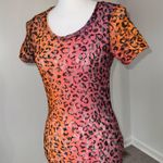 BKE Leopard Mesh Mini Dress Pink Orange Sheer Lace Hem Clubwear Size Small Y2K Photo 1
