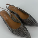 J. Renee Pranil Size 7 M Pewter Silver Rhinestone Slingback Pumps Block Heel Photo 0