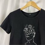 Artsy Womens Feminist Galaxy Space Medium Graphic Print Shirt Woman Boho Hippie Black Photo 6