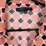 Adrienne Vittadini Pink and Black Geometric Button Down Shirt - Size: Large Photo 1