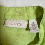 Chico's 100% Linen Crochet Trim Open Front Jacket Size L/12 Colorful Vacation Photo 3