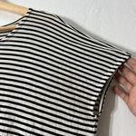 Free People Beach XS Cream Black Knit Striped Ruffle Knit Top Blouse Cap Sleeve Photo 4