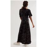 Free People  Maxi Dress Black Side Slit Size M Short Sleeve Grunge Witchy Floral‌ Photo 1