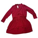 NWT, White House Black Market Tie Neck Blouson Dress in Red Plum, Sz XL Photo 9