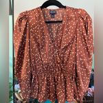 Scoop Wrap Blouse | NWT | Polka Dot | Size XS | Retro Pinup | Coquette Brown Photo 1