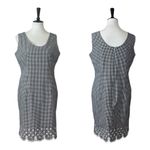 Amanda Smith Retro Dress Sheath Embroidery Hem Black Gingham Women’s Size 12 Photo 11