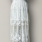 Pink Lily New  Ivory Lace Maxi Romper Dress Sheer Embroidered Boho Bridal M Photo 0