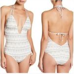 Eberjay Eberjey Swimsuit Suki Earth Shadow Tan Geometric Halter Neck One Piece Small New Photo 1